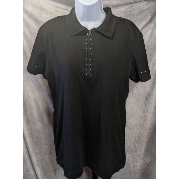 Ashlyn Kate Black Rhinestone Collared Shirt - Picture 6 of 10